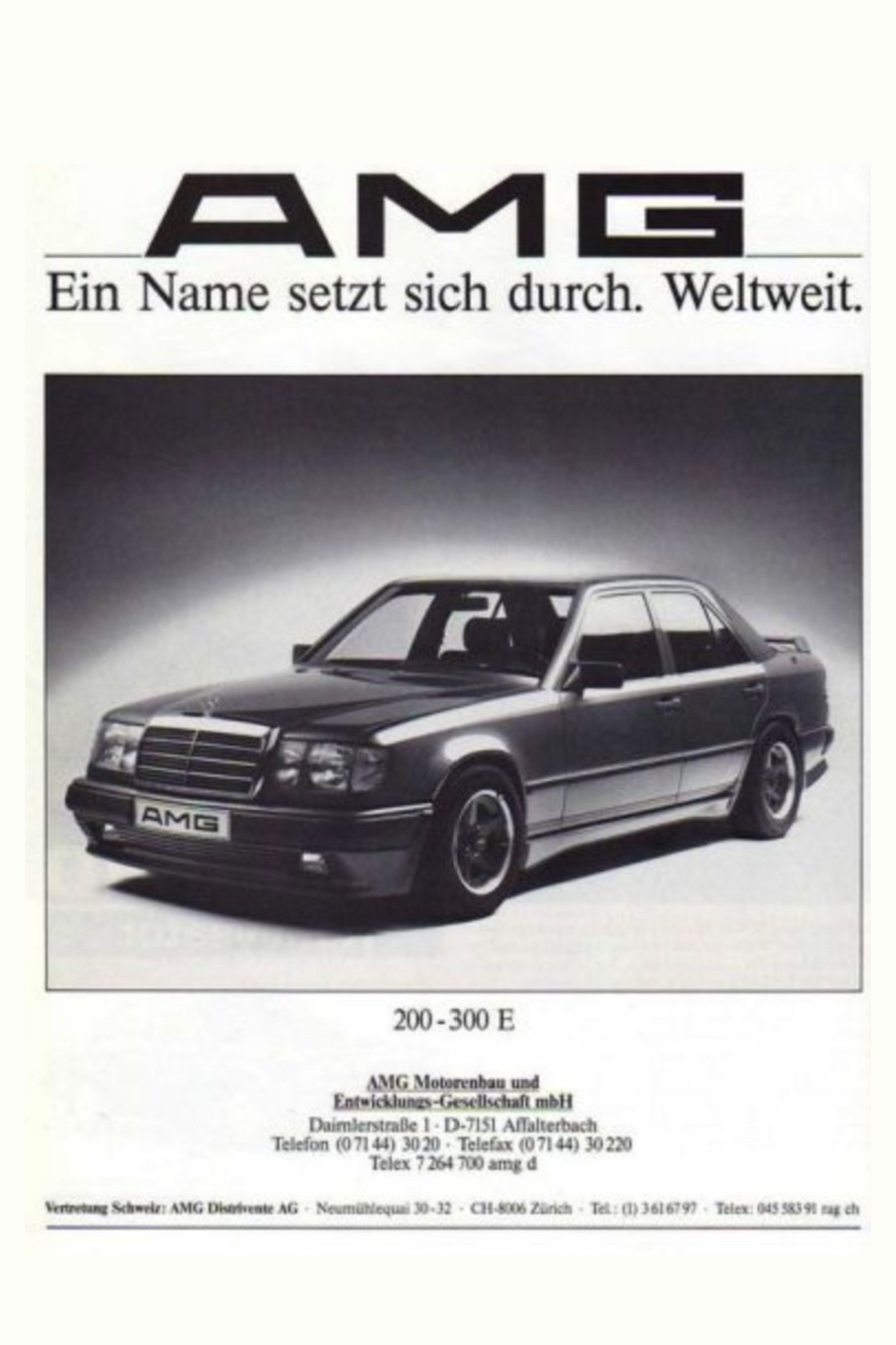 Black N White Mercedes AMG 300E Poster