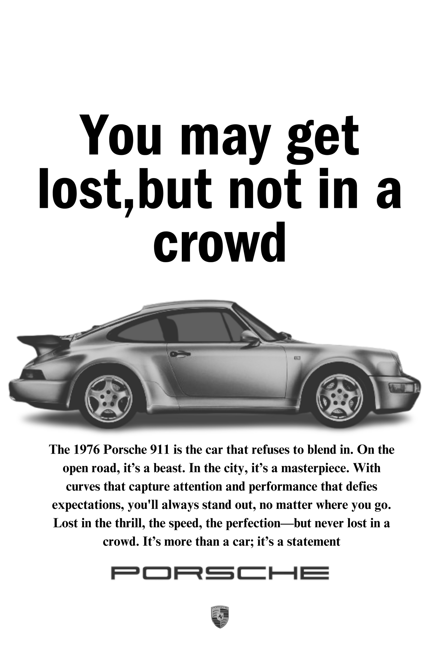 Porsche 911 930 Black and White Poster