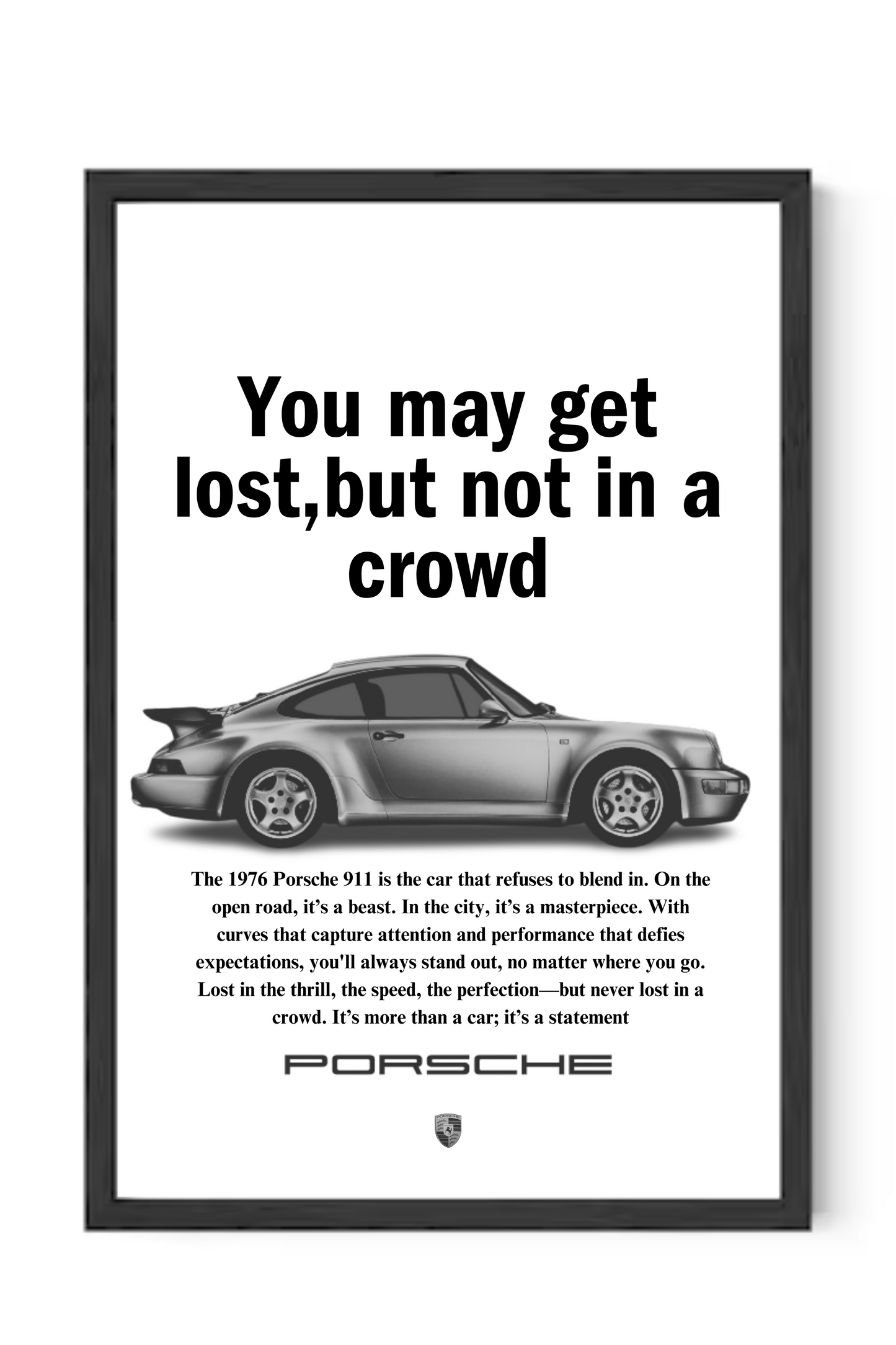 Porsche 911 930 Black and White Poster