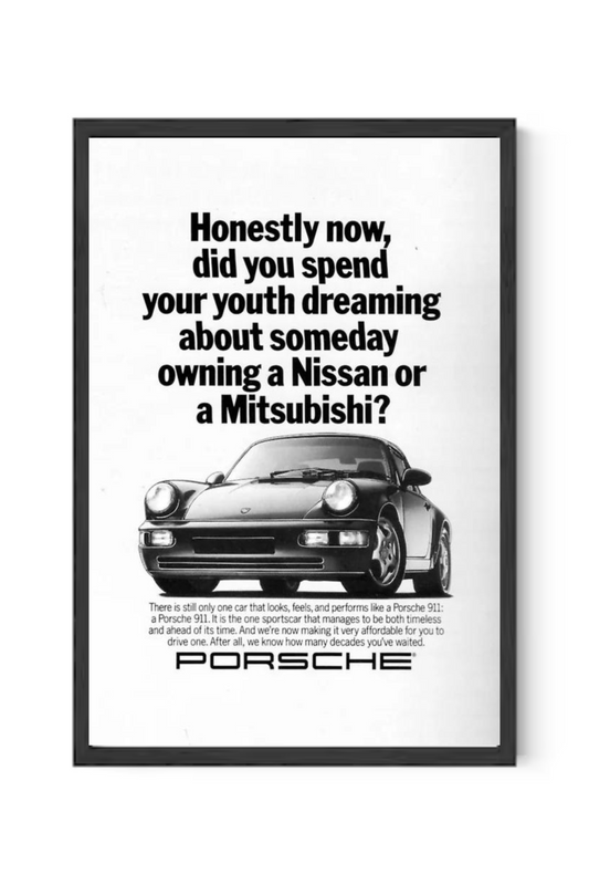 Black N White Porsche 911 Poster